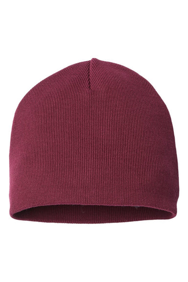 Atlantis Hats YALA Unisex Sustainable Beanie Burgundy Flat Front