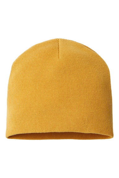 Atlantis Hats YALA Unisex Sustainable Beanie Mustard Yellow Flat Front
