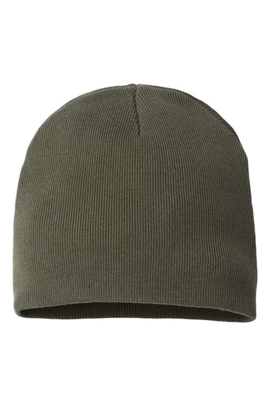Atlantis Hats YALA Unisex Sustainable Beanie Olive Green Flat Front
