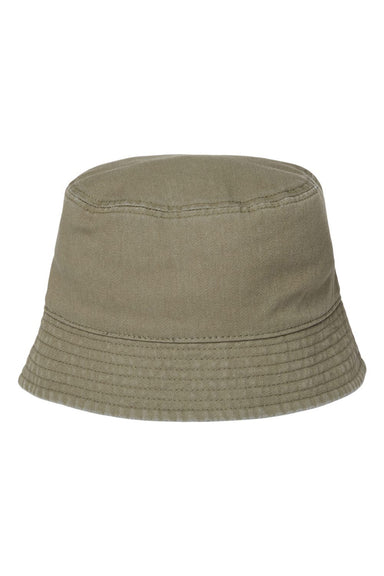Atlantis Headwear POWELL Mens Sustainable Bucket Hat Olive Green Flat Front