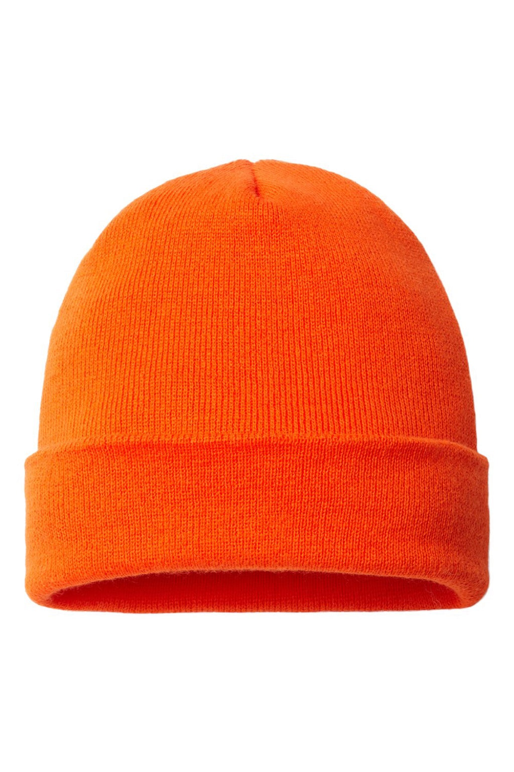 Cap America Hats TKN24 Unisex USA Made Cuffed Knit Beanie Deep Orange Flat Front