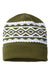 Cap America Hats RKD12 Unisex USA Made Diamond Cuffed Beanie Olive Green/Silver Grey Flat Front