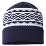 Cap America Hats Unisex USA Made Diamond Cuffed Beanie - True Navy Blue/Silver Grey - Closeout