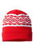 Cap America Hats RKD12 Unisex USA Made Diamond Cuffed Beanie True Red/Silver Grey Flat Front