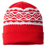 Cap America Hats Unisex USA Made Diamond Cuffed Beanie - True Red/Silver Grey - Closeout