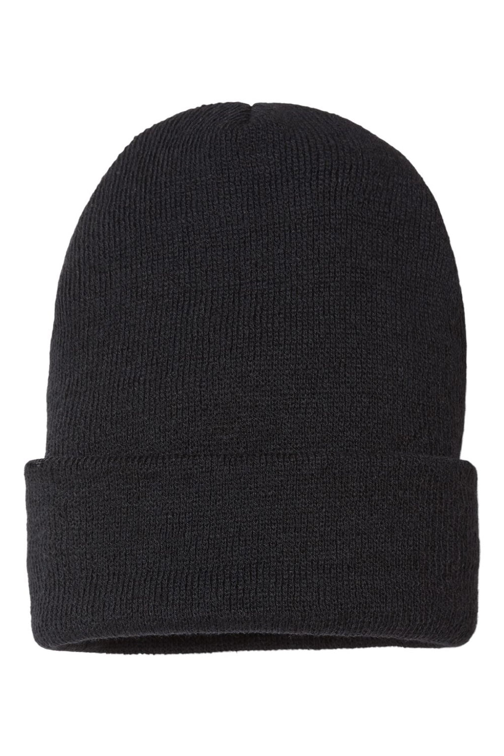Cap America Hats SKN24 Unisex USA Made Sustainable Cuffed Beanie Black Flat Front