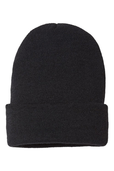 Cap America Hats SKN24 Unisex USA Made Sustainable Cuffed Beanie Black Flat Front