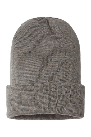 Cap America Hats SKN24 Unisex USA Made Sustainable Cuffed Beanie Grey Flat Front