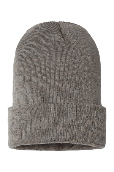 Cap America SKN24 Mens USA Made Sustainable Cuffed Beanie Grey Flat Front