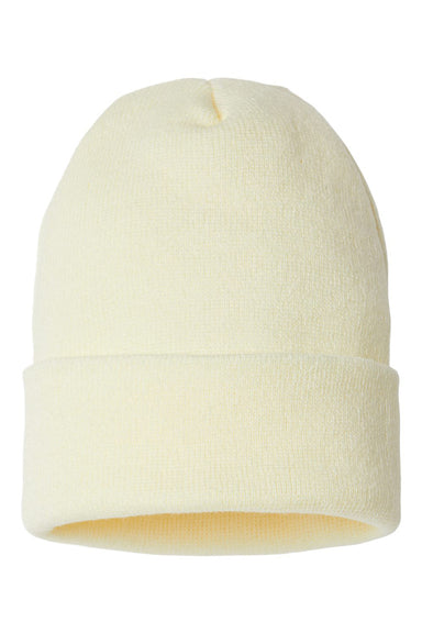 Cap America SKN24 Mens USA Made Sustainable Cuffed Beanie Ivory Flat Front