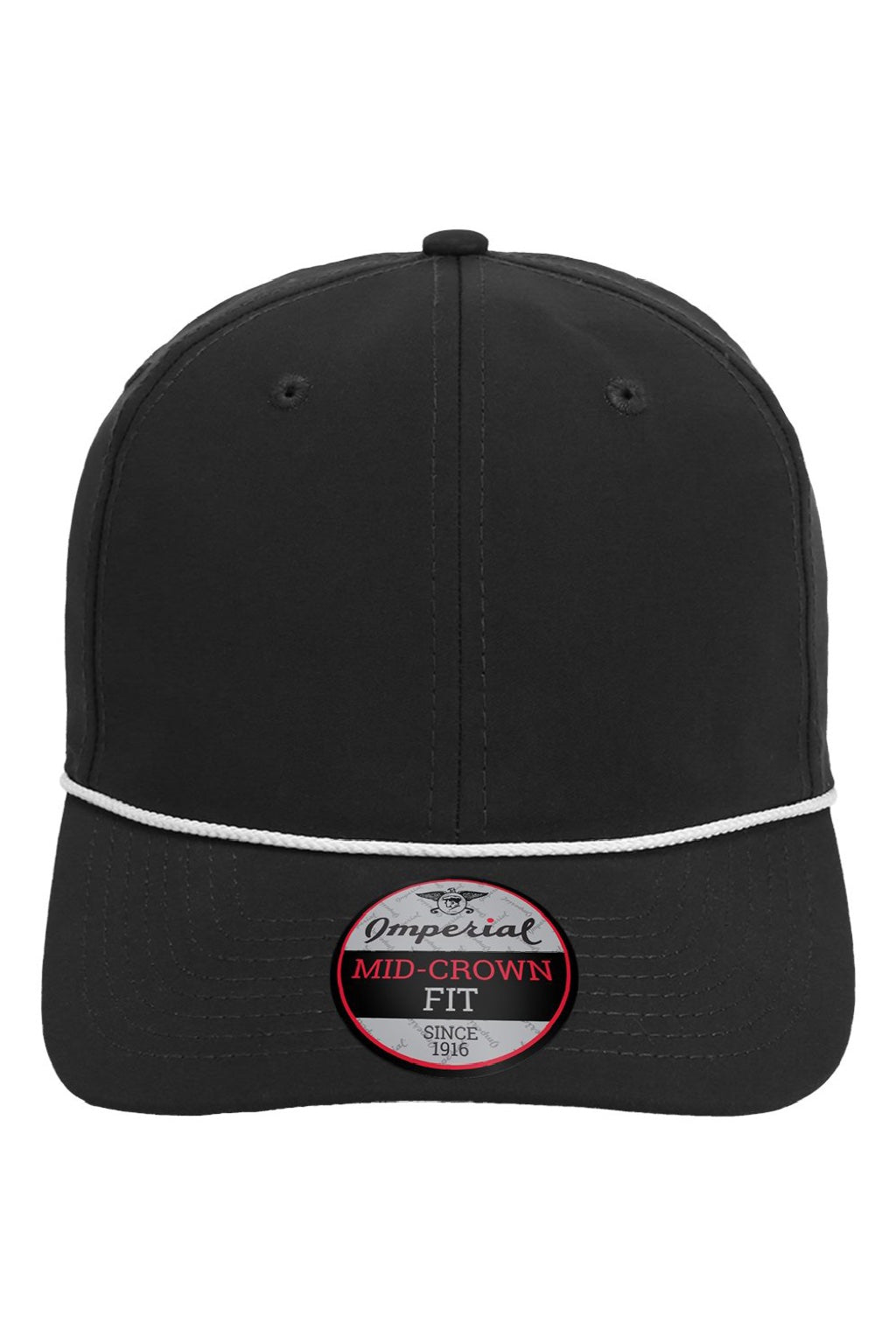 Imperial Hats 7054 Mens The Wingman Moisture Wicking Snapback Hat Black Flat Front