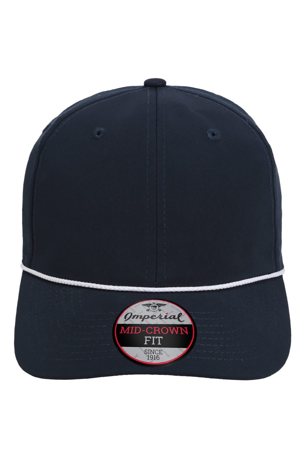 Imperial Hats 7054 Mens The Wingman Moisture Wicking Snapback Hat Navy Blue Flat Front