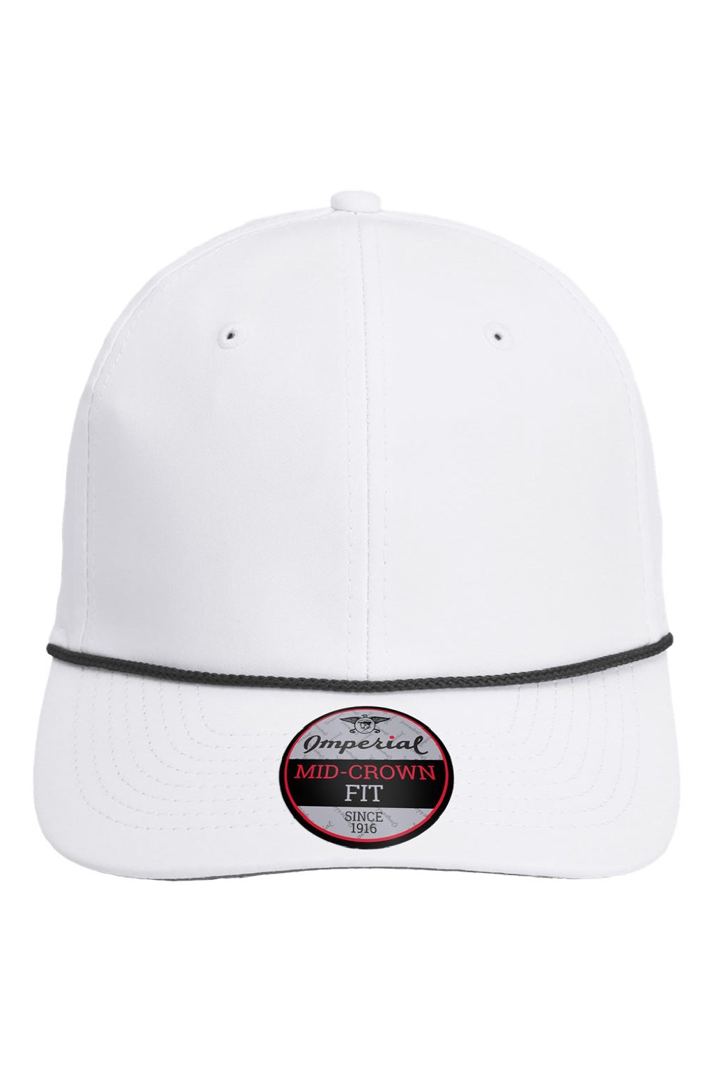 Imperial Hats 7054 Mens The Wingman Moisture Wicking Snapback Hat White/Black Flat Front