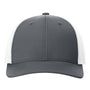 Richardson Mens Performance Moisture Wicking Snapback Trucker Hat - Charcoal Grey/White - NEW