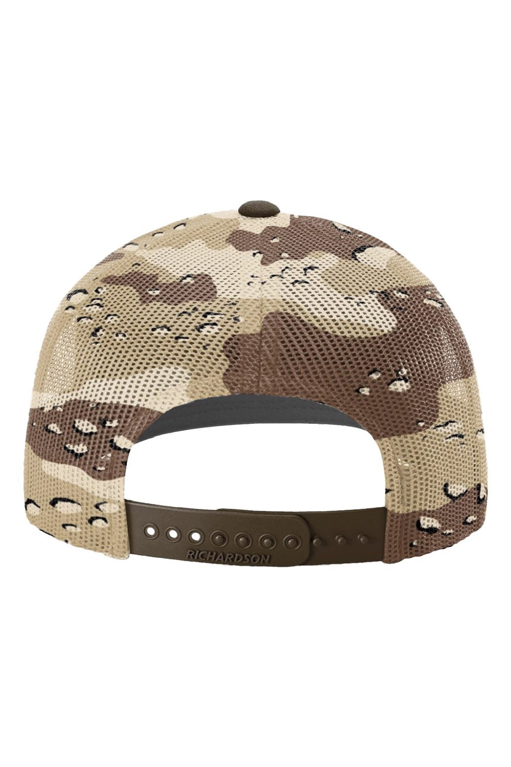 Richardson Hats 112PM Mens Printed Mesh Snapback Trucker Hat Brown/Desert Camo Flat Back