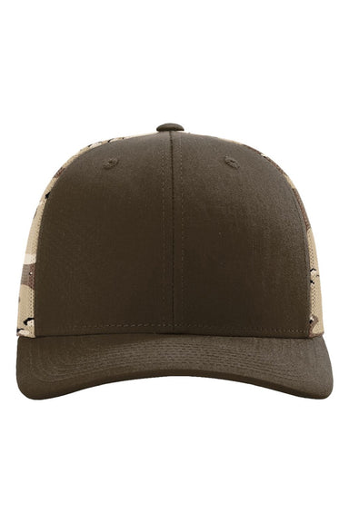 Richardson Hats 112PM Mens Printed Mesh Snapback Trucker Hat Brown/Desert Camo Flat Front