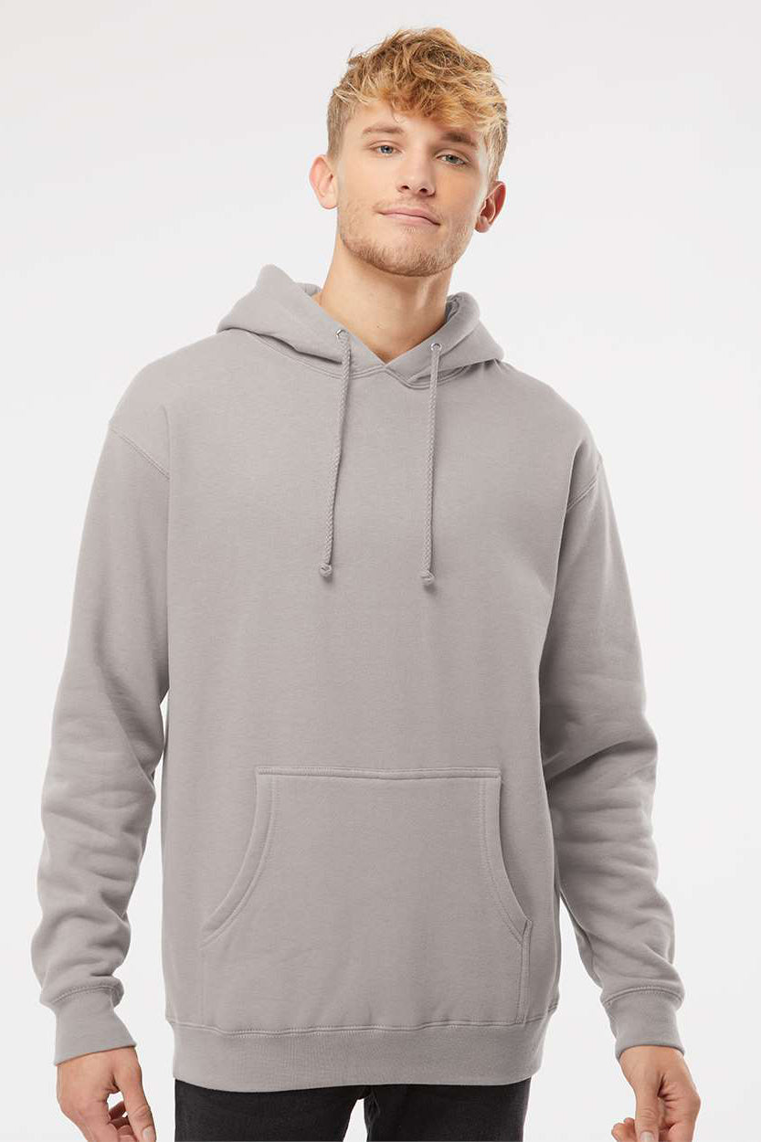 Independent Trading Company IND4000 Mens Hooded Sweatshirt Hoodie w/ Pouch Pocket Cement Grey Model Front