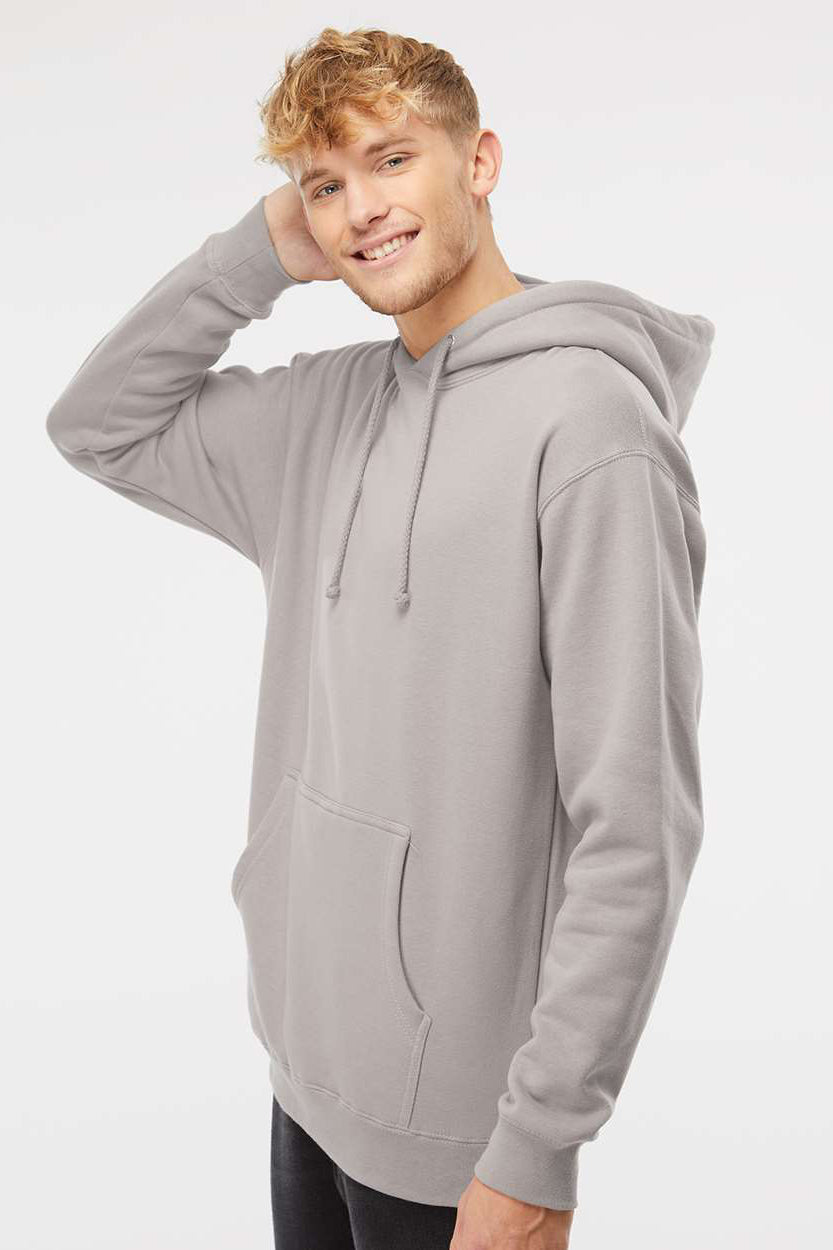 Independent Trading Company IND4000 Mens Hooded Sweatshirt Hoodie w/ Pouch Pocket Cement Grey Model Side