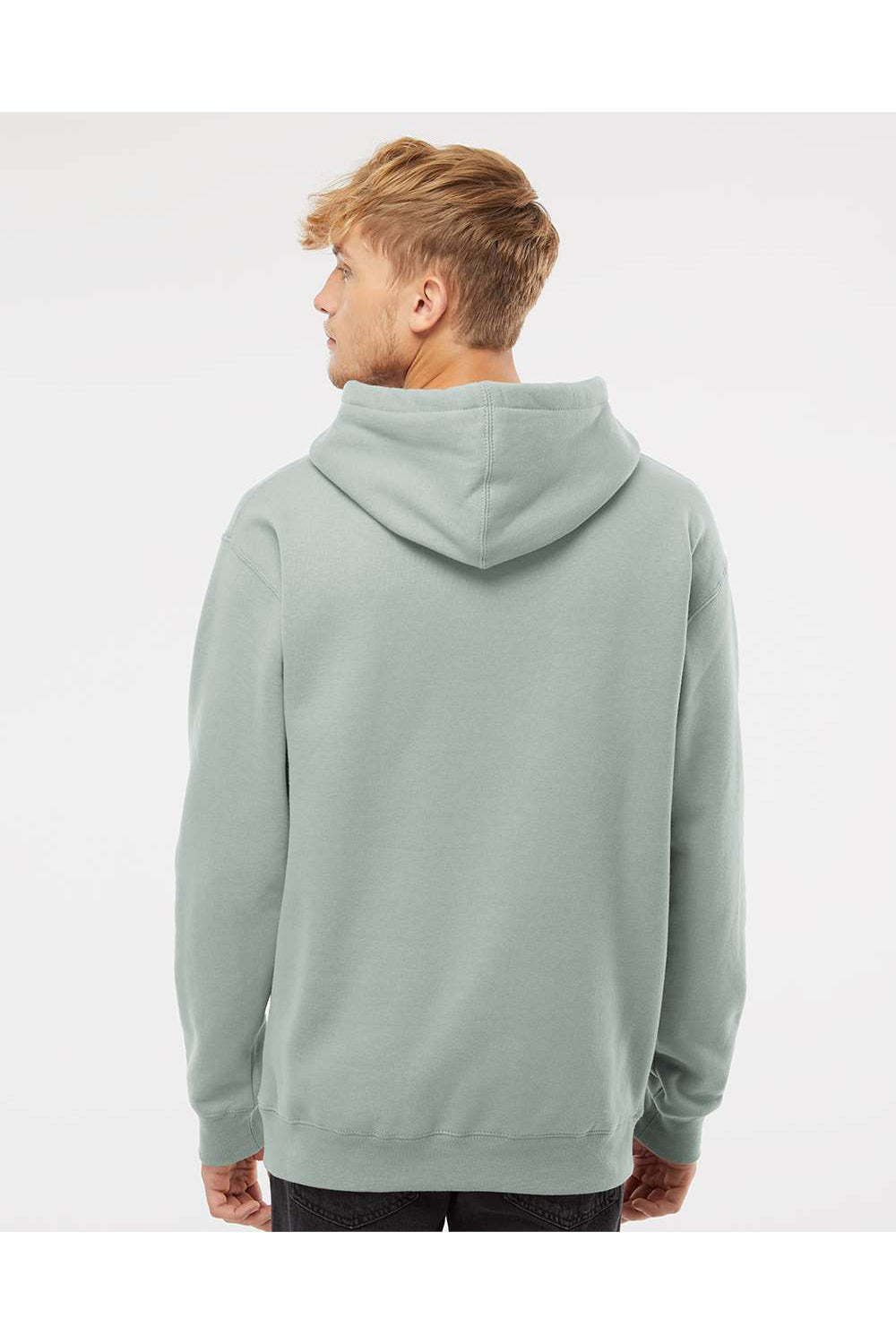 Independent Trading Co. IND4000 Mens Hooded Sweatshirt Hoodie Dusty Sage Green Model Back