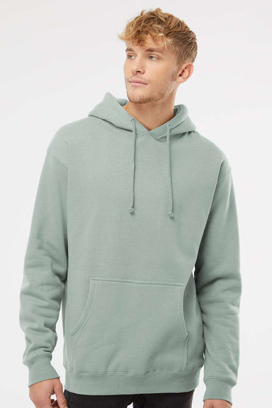Independent Trading Company IND4000 Mens Hooded Sweatshirt Hoodie w/ Pouch Pocket Dusty Sage Green Model Front