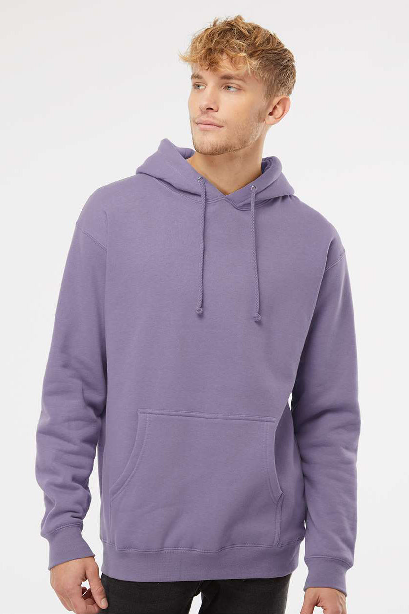 Independent Trading Company IND4000 Mens Hooded Sweatshirt Hoodie w/ Pouch Pocket Plum Purple Model Front