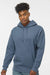 Independent Trading Company IND4000 Mens Hooded Sweatshirt Hoodie w/ Pouch Pocket Storm Blue Model Front
