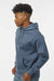 Independent Trading Company IND4000 Mens Hooded Sweatshirt Hoodie w/ Pouch Pocket Storm Blue Model Side