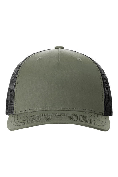 Richardson Hats 112FP Mens 5 Panel Snapback Trucker Hat Loden Green/Black Flat Front