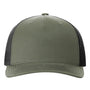 Richardson Hats Mens 5 Panel Snapback Trucker Hat - Loden Green/Black
