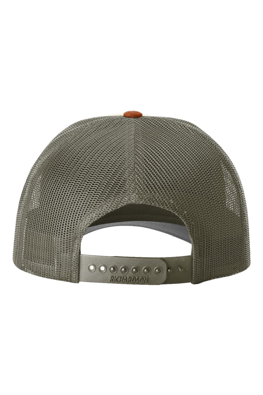 Richardson Hats 115 Mens Snapback Trucker Hat Cream/Loden Green/Dark Orange Flat Back