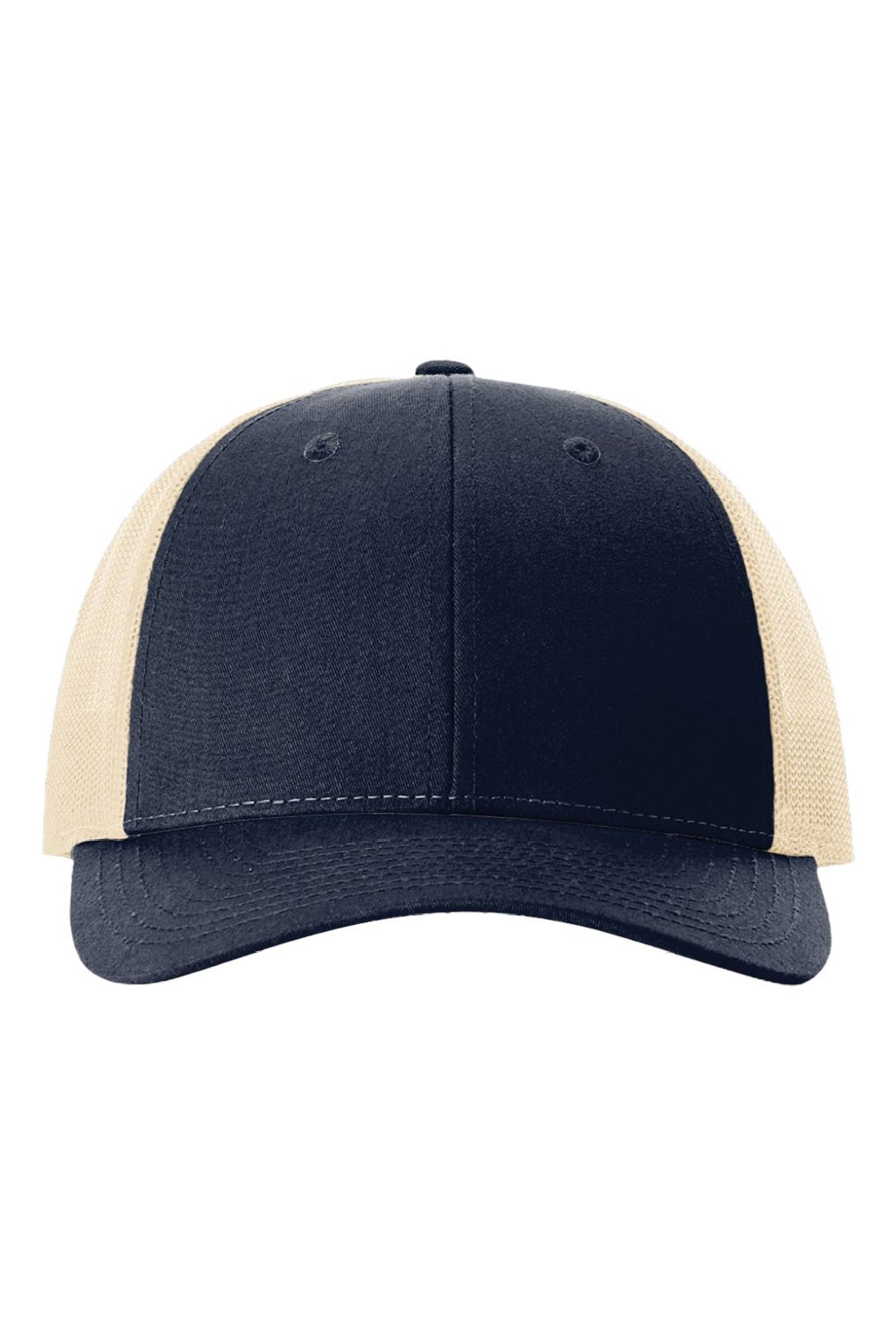 Richardson Hats 115 Mens Snapback Trucker Hat Navy Blue/Khaki Flat Front