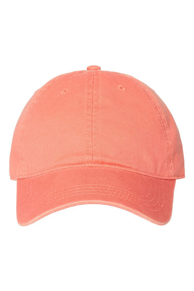 Cap America Hats i1002 Mens Relaxed Adjustable Dad Hat Melon Orange Flat Front