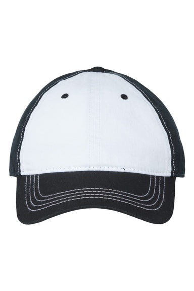Cap America i1002 Mens Relaxed Adjustable Dad Hat White/Black Flat Front