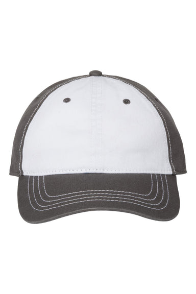 Cap America i1002 Mens Relaxed Adjustable Dad Hat White/Dark Grey Flat Front