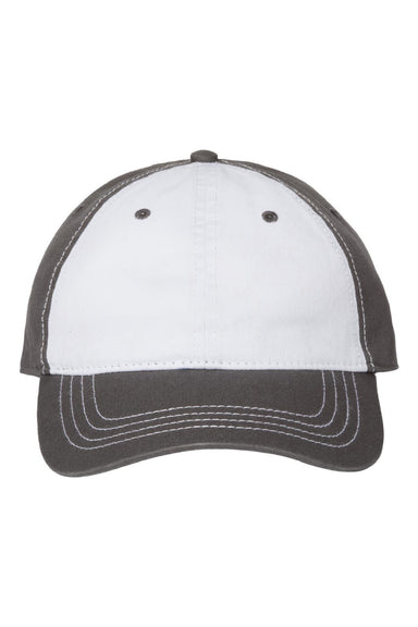 Cap America Hats i1002 Mens Relaxed Adjustable Dad Hat White/Dark Grey Flat Front
