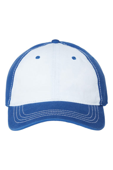 Cap America i1002 Mens Relaxed Golf Dad Hat White/Royal Blue Flat Front
