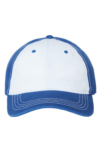 Cap America Hats i1002 Mens Relaxed Adjustable Dad Hat White/Royal Blue Flat Front