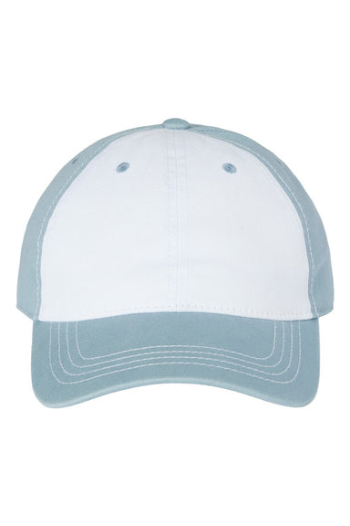 Cap America i1002 Mens Relaxed Golf Dad Hat White/Smoke Blue Flat Front