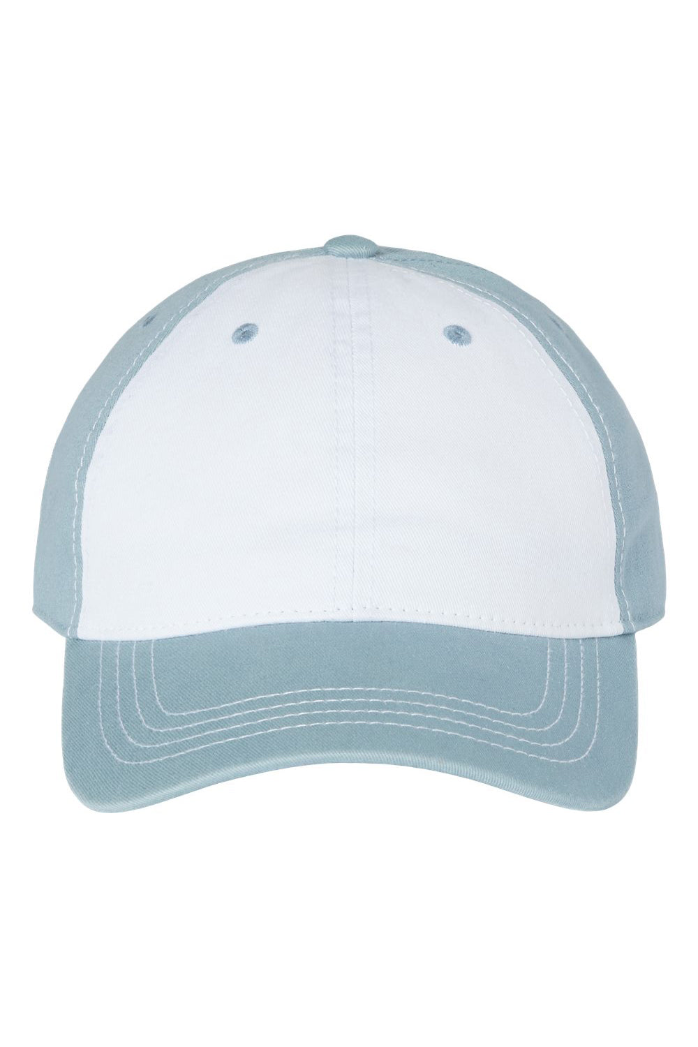 Cap America i1002 Mens Relaxed Adjustable Dad Hat White/Smoke Blue Flat Front
