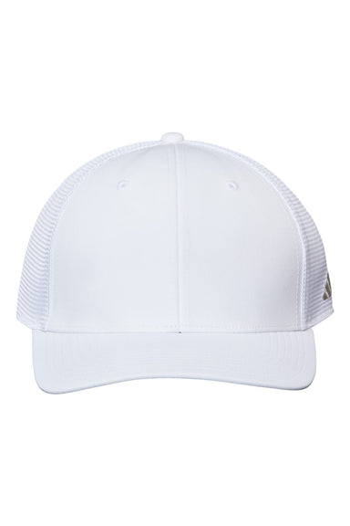 Adidas A627S Mens Sustainable Moisture Wicking Snapback Trucker Hat White Flat Front