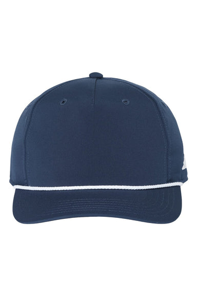 Adidas A671S Mens Sustainable Moisture Wicking Rope Snapback Hat Collegiate Navy Blue Flat Front