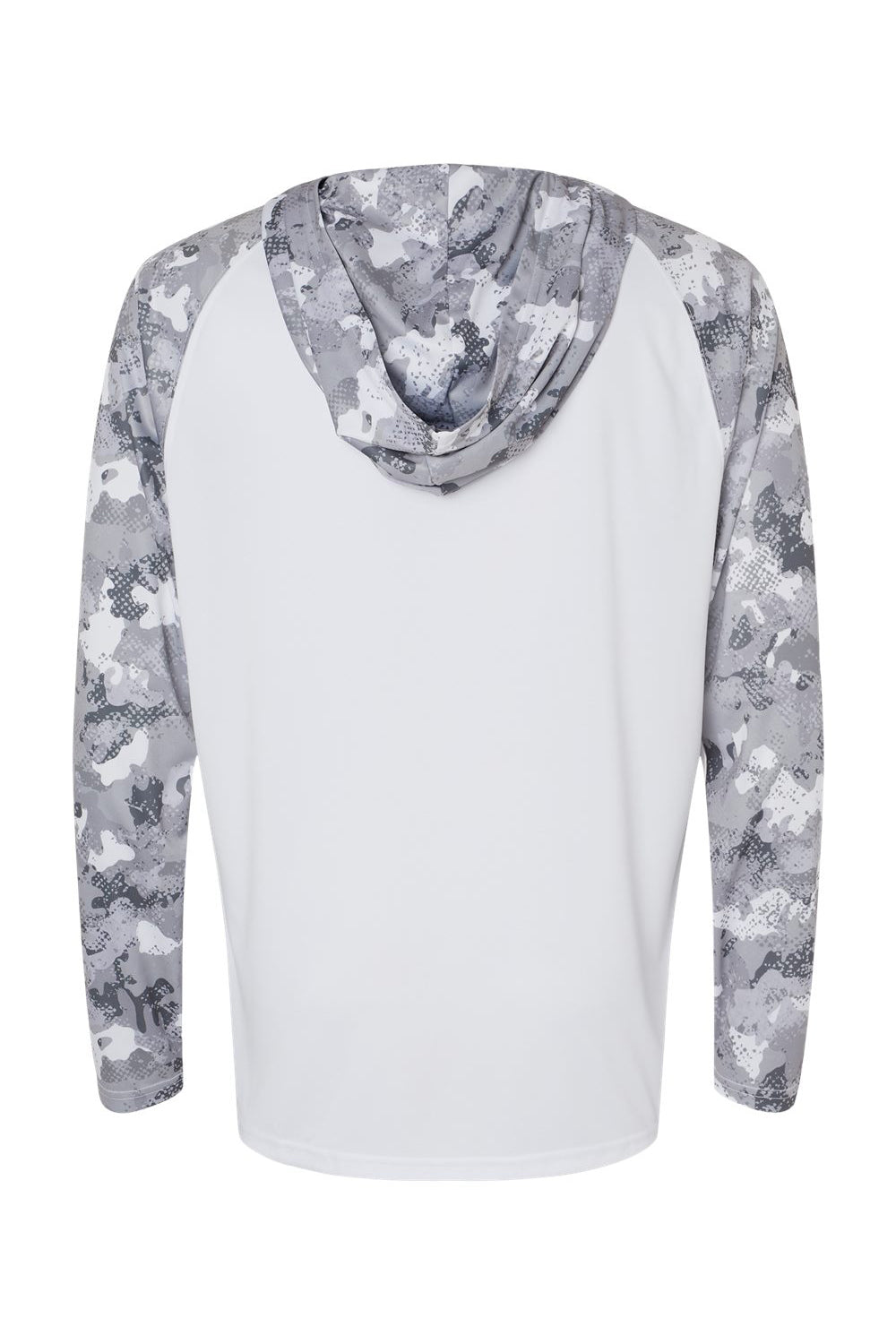 Paragon 240 Mens Tortuga Extreme Performance Moisture Wicking Long Sleeve Hooded T-Shirt Hoodie White/Aluminum Grey Camo Flat Back