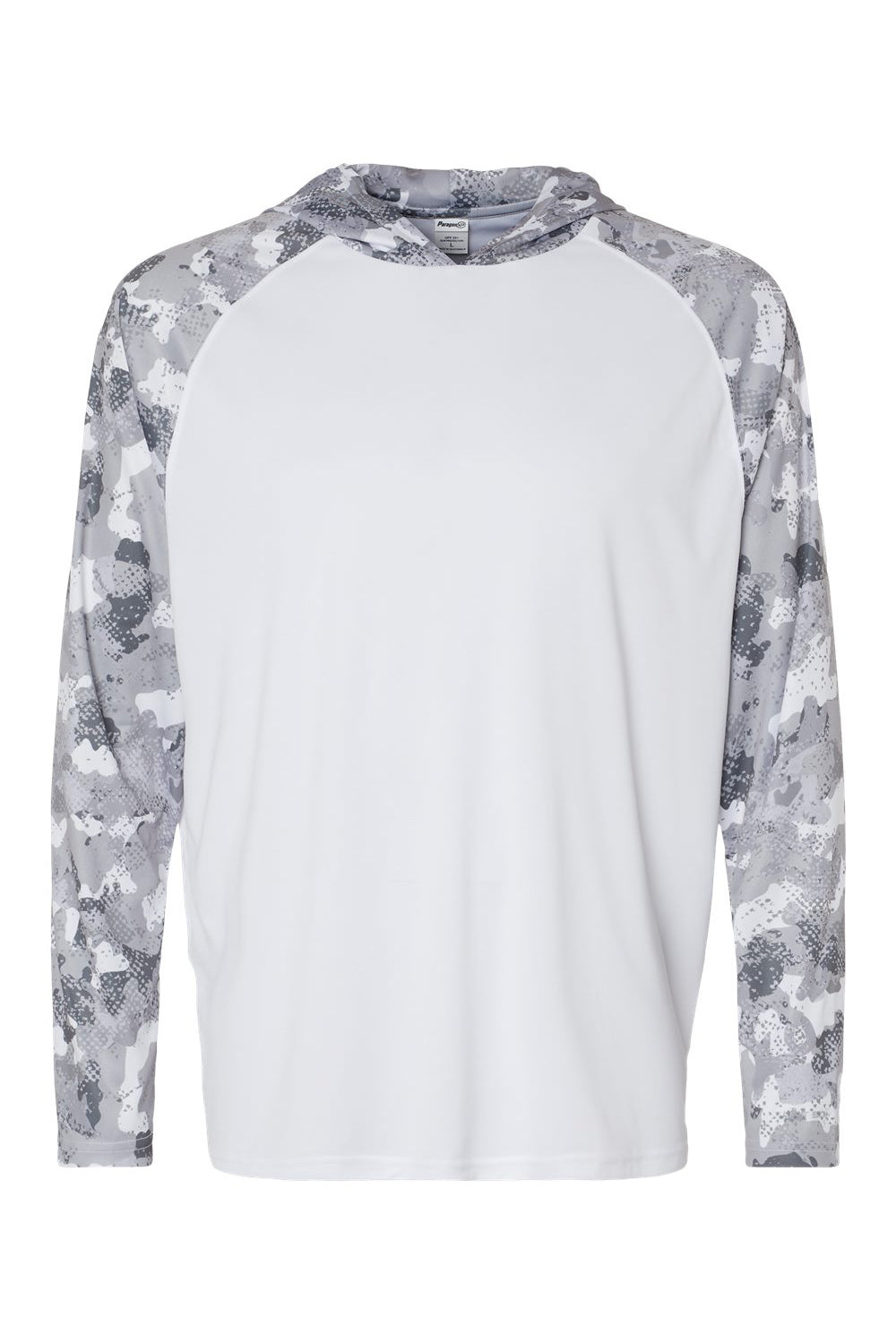 Paragon 240 Mens Tortuga Extreme Performance Long Sleeve Hooded T-Shirt Hoodie White/Aluminum Grey Camo Flat Front