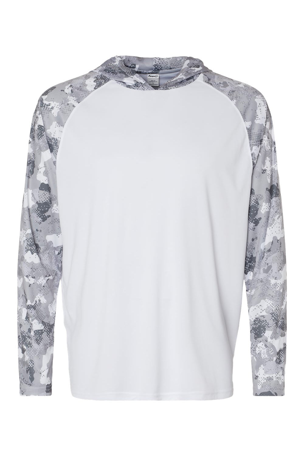 Paragon 240 Mens Tortuga Extreme Performance Moisture Wicking Long Sleeve Hooded T-Shirt Hoodie White/Aluminum Grey Camo Flat Front