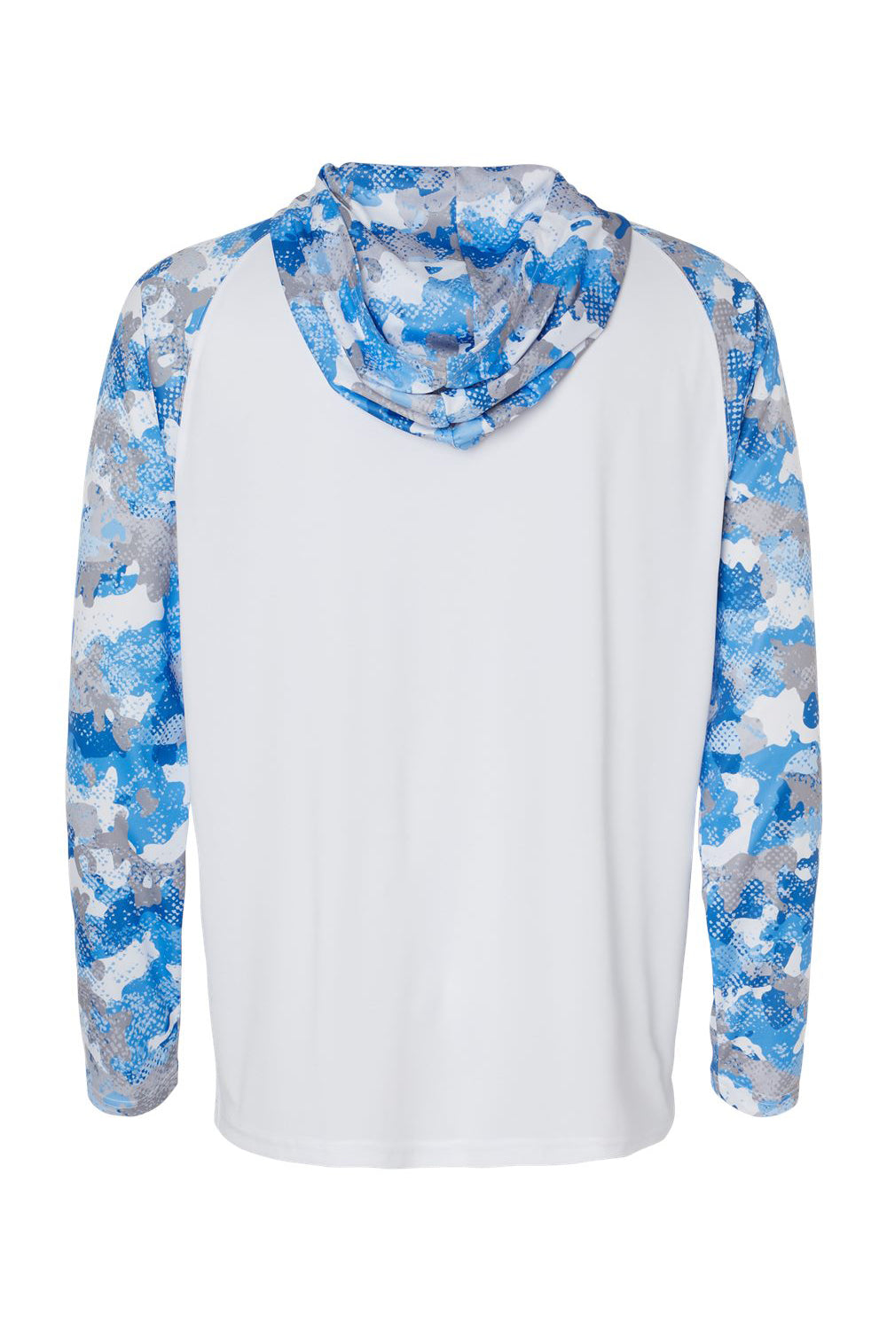 Paragon 240 Mens Tortuga Extreme Performance Moisture Wicking Long Sleeve Hooded T-Shirt Hoodie White/Blue Mist Camo Flat Back