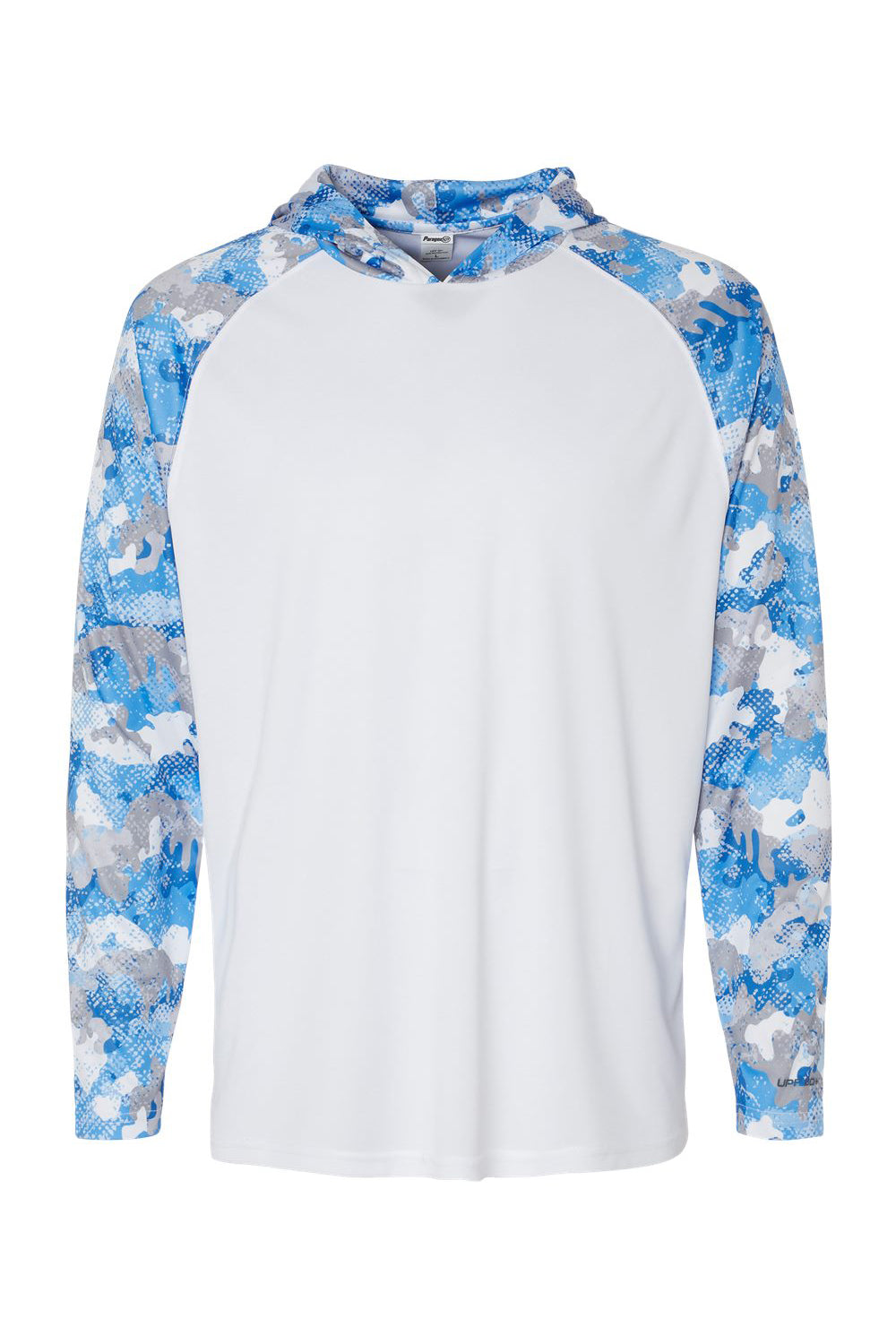 Paragon 240 Mens Tortuga Extreme Performance Moisture Wicking Long Sleeve Hooded T-Shirt Hoodie White/Blue Mist Camo Flat Front