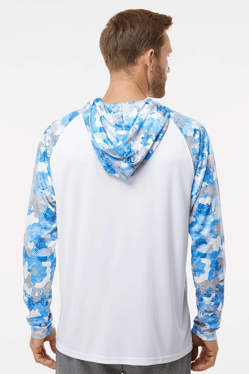Paragon 240 Mens Tortuga Extreme Performance Moisture Wicking Long Sleeve Hooded T-Shirt Hoodie White/Blue Mist Camo Model Back