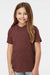 Tultex 235 Youth Fine Jersey Short Sleeve Crewneck T-Shirt Heather Burgundy Model Front