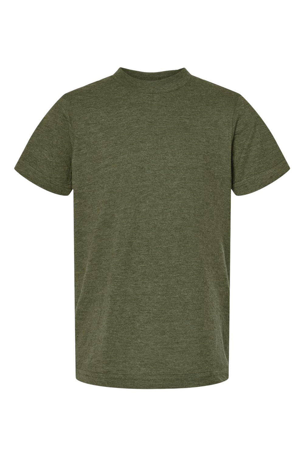 Tultex 235 Youth Fine Jersey Short Sleeve Crewneck T-Shirt Heather Military Green Flat Front