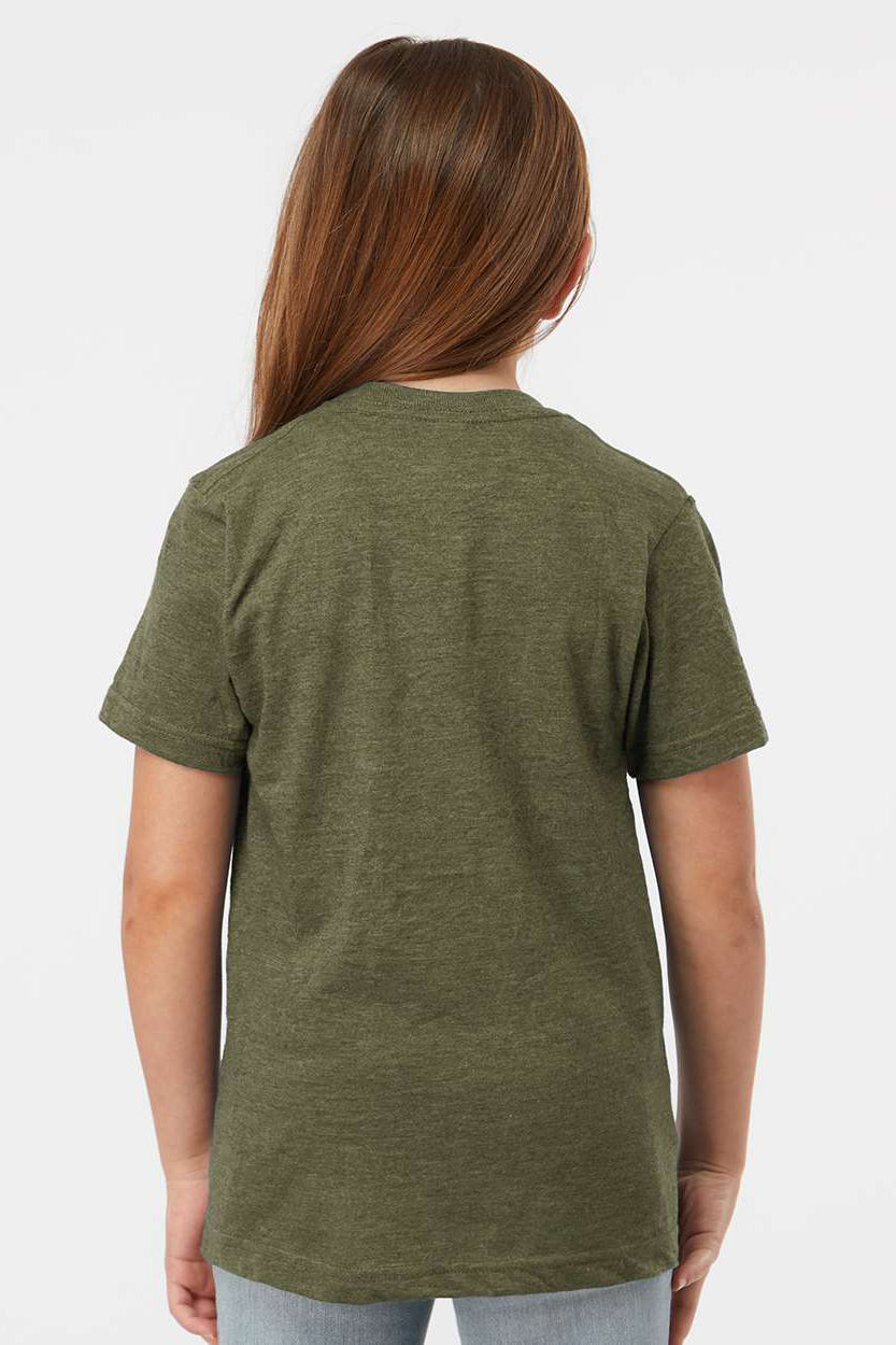 Tultex 235 Youth Fine Jersey Short Sleeve Crewneck T-Shirt Heather Military Green Model Back